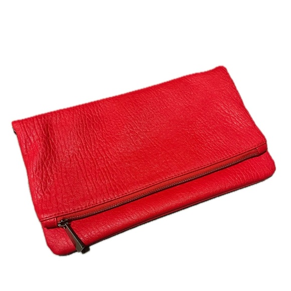 Express Womens Faux Leather ShoulderBag/Clutch Bag, Red - Picture 1 of 16
